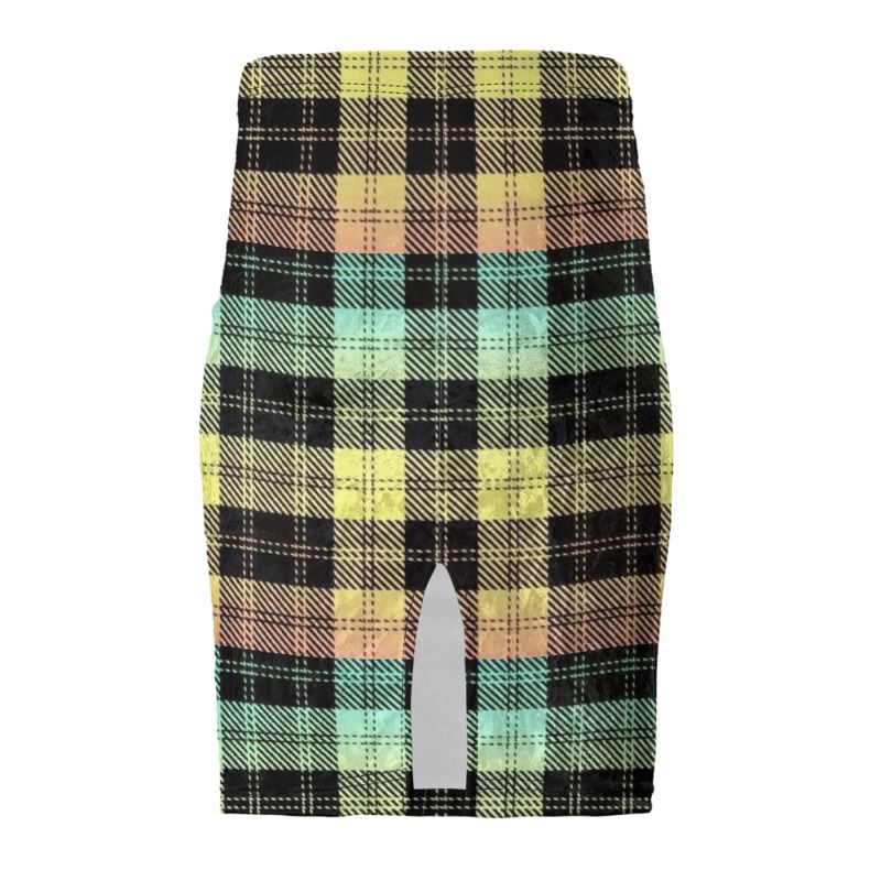 Picture Plaided 01-01 Designer Pencil Mini Skirt