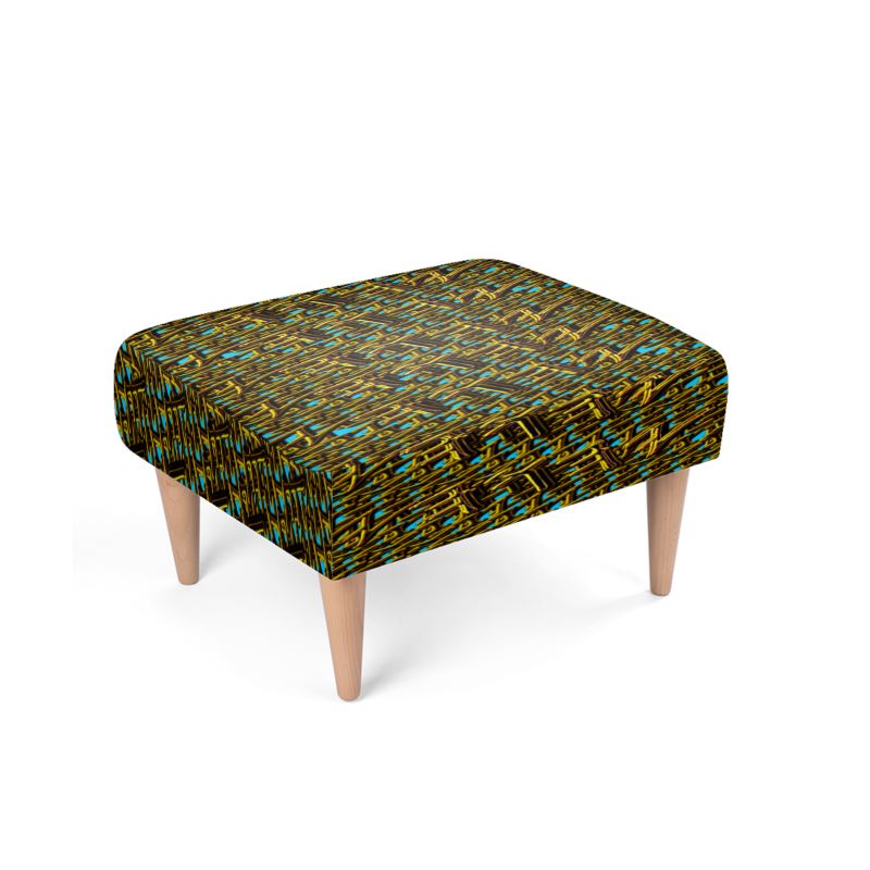 Camo Yahuah 01-01 Blue Designer Rectangular Footstool