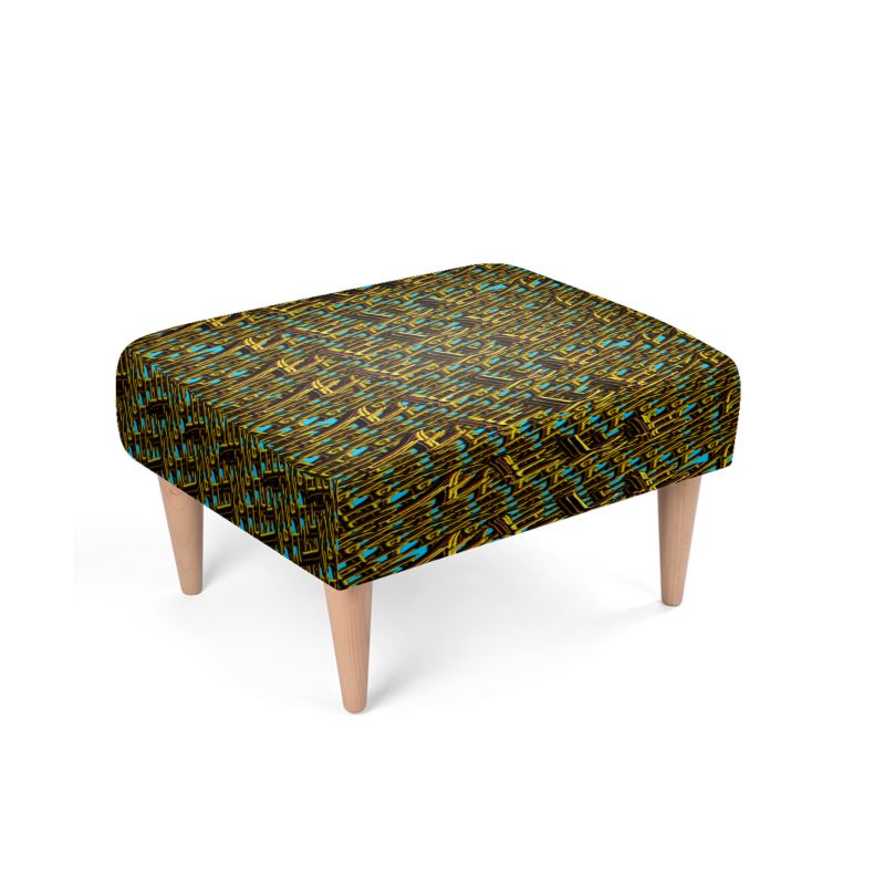 Camo Yahuah 01-01 Blue Designer Rectangular Footstool