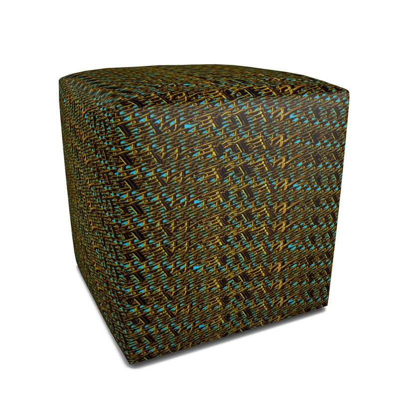 Camo Yahuah 01-01 Blue Designer Square Pouf