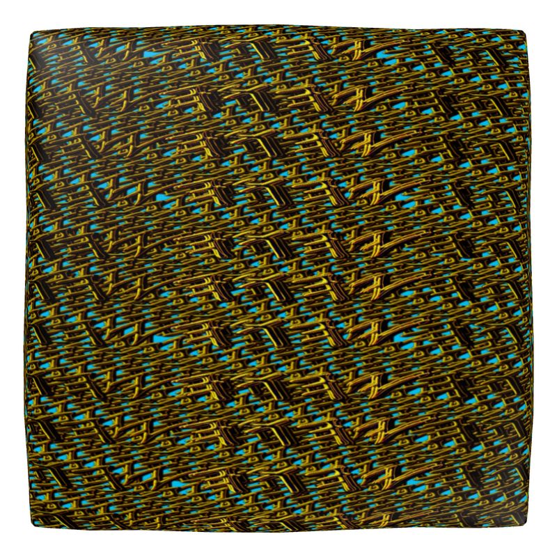 Camo Yahuah 01-01 Blue Designer Square Pouf