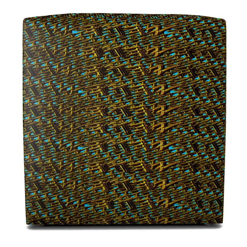 Camo Yahuah 01-01 Blue Designer Square Pouf