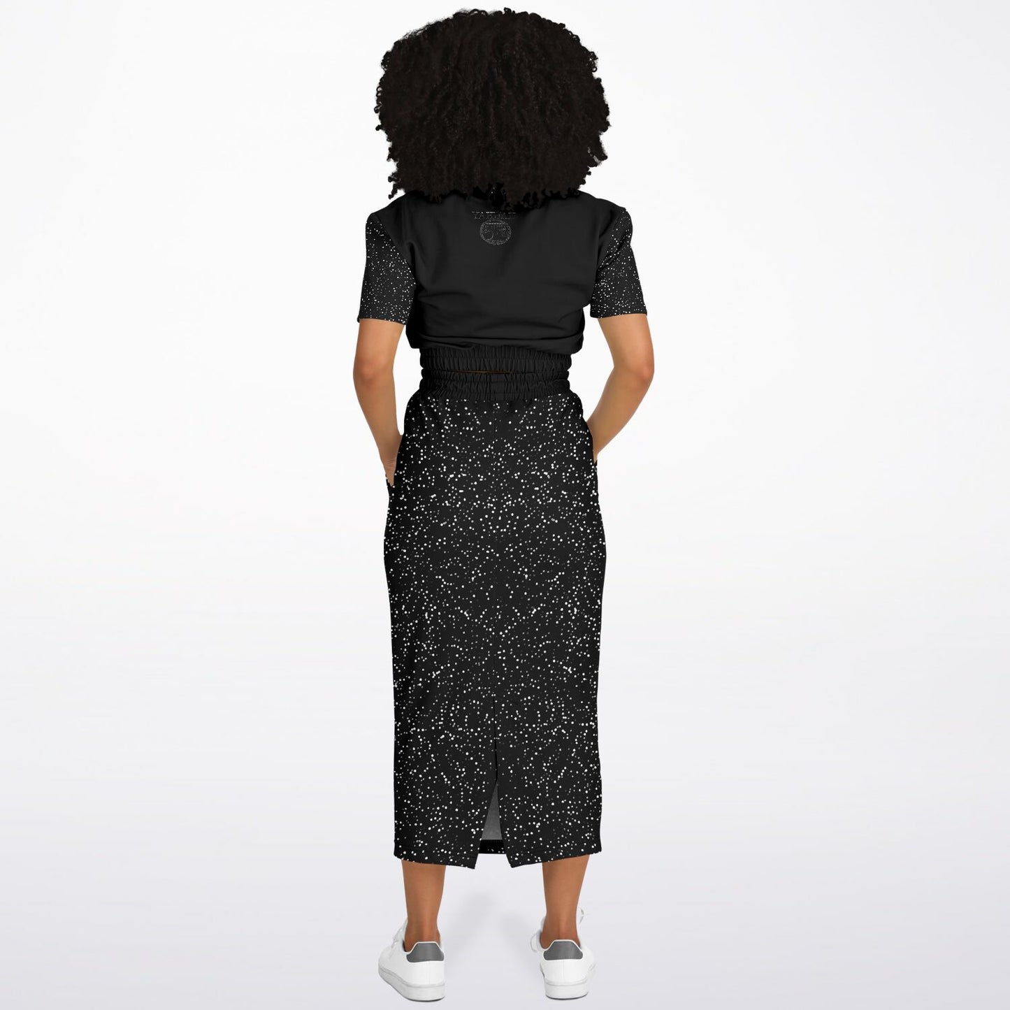 Call Heaven Designer Fashion Triblend Cropped Short Sleeve Sweatshirt and Pocket Maxi Skirt Set