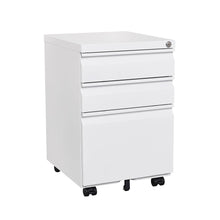 Carica l&#39;immagine nel visualizzatore di Gallery, 3 Drawer Mobile Home/Office Metal File Cabinet with Lock for Legal/Letter Size Documents (White)
