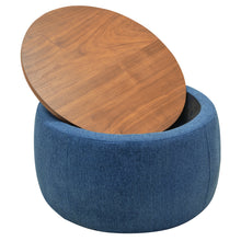 Charger l&#39;image dans la galerie, Round Storage Ottoman, 2 in 1 Function, Works as End Table or Ottoman, Navy
