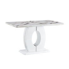 Cargar imagen en el visor de la galería, Rectangular 63 inch Faux White Marble Top Dining Table
