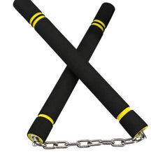 Load image into Gallery viewer, Sponge Nunchakus with Stainless Steel Chain (Black/Yellow)
