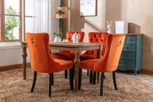 Cargar imagen en el visor de la galería, High-end Tufted Solid Wood Contemporary Velvet Upholstered Dining Chair with Wood Legs Nailhead Trim 2-Pcs Set, Orange
