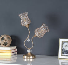 Charger l&#39;image dans la galerie, 18.75&quot; Rose Gold Floral Two Trumpet Glam Metal Table Lamp
