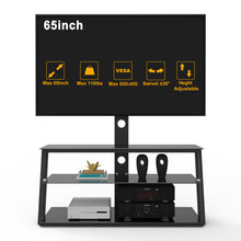 Carica l&#39;immagine nel visualizzatore di Gallery, Multi-Function Adjustable Angle and Height Tempered Glass TV Stand (Black)
