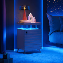 Cargar imagen en el visor de la galería, LED Nightstand with 4 Acrylic Columns and Drawers, Blue
