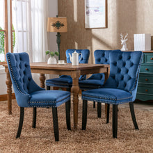 Carica l&#39;immagine nel visualizzatore di Gallery, High-end Tufted Solid Wood Contemporary Velvet Upholstered Dining Chair with Wood Legs Nailhead Trim 2-Pcs Set, Blue
