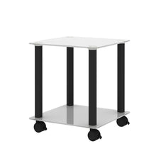 Load image into Gallery viewer, 2-Tier End/Side Table with Storage Shelves, White+Black
