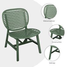 Load image into Gallery viewer, 3 Piece Hollow Design Retro Outdoor Patio Table and Lounge Chairs Furniture Set with Open Shelf and Widened Seats (Green)
