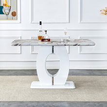 Cargar imagen en el visor de la galería, Rectangular 63 inch Faux White Marble Top Dining Table
