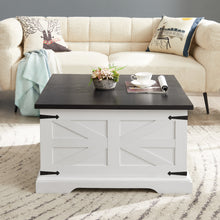 Load image into Gallery viewer, Square Wood Rustic Farmhouse Coffee Table with Large Hidden Storage Compartment and Hinged Lift Top (White)
