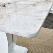 Carica l&#39;immagine nel visualizzatore di Gallery, Rectangular 63 inch Faux White Marble Top Dining Table
