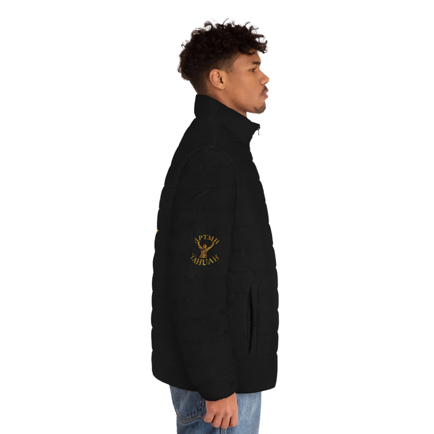 All Praise The Most High Yahuah 01-01 Men's Designer Puffer Jacket, Black