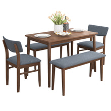 Cargar imagen en el visor de la galería, Modern Rubberwood Kitchen and Dining Furniture Set with Table, 2 Cushioned Benches and 2 Cushioned Chairs, Grey
