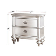 Charger l&#39;image dans la galerie, Elegant Two Drawer Plywood Nightstand (Beige/White/Antique Silver Finish)
