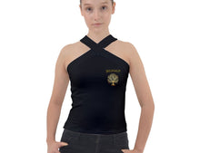 Load image into Gallery viewer, Yahuah-Tree of Life 01 Designer Cross Neck Velour Top
