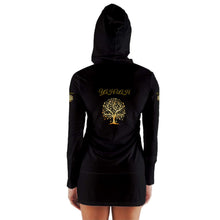 Carica l&#39;immagine nel visualizzatore di Gallery, Yahuah-Tree of Life 01 Ladies Designer Long Sleeve Hooded Cotton Blend T-shirt

