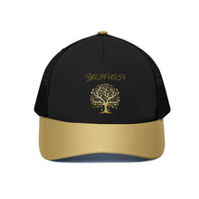 Charger l&#39;image dans la galerie, Yahuah-Tree of Life 01 Elect Designer Trucker Cap with Black Half Mesh
