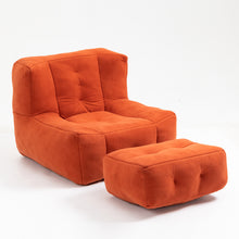 Charger l&#39;image dans la galerie, Fluffy Bean Bag Chair with Memory Foam and Ottoman
