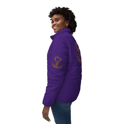 All Praise The Most High Yahuah 01-01 Ladies Designer Puffer Jacket, Purple