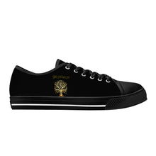 Load image into Gallery viewer, Yahuah-Tree of Life 01 Ladies Low Top Canvas Shoes (Black/White)
