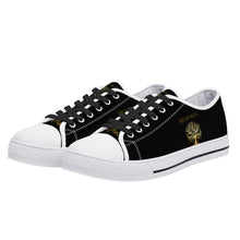 Carica l&#39;immagine nel visualizzatore di Gallery, Yahuah-Tree of Life 01 Ladies Low Top Canvas Shoes (Black/White)
