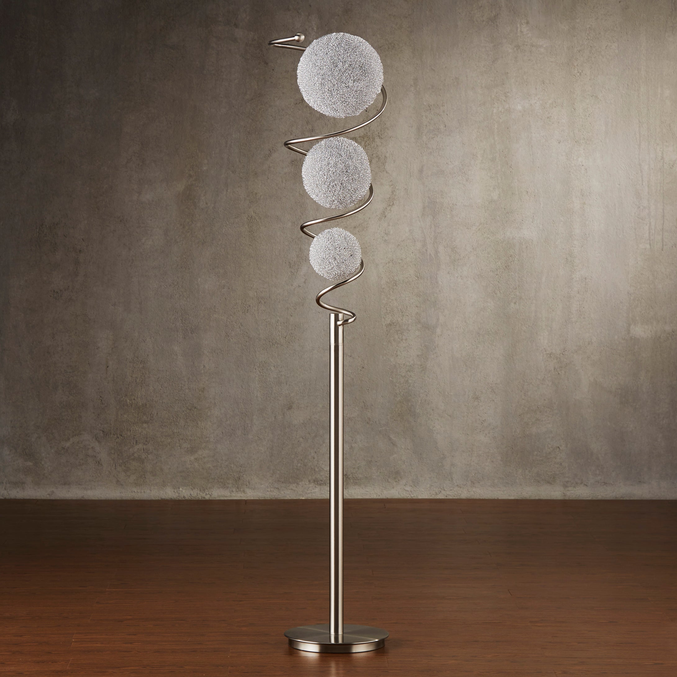 Luxurious 1pc Sparkling Decorative Designer Living Room or Bedroom Floor Lamp with 3 Wire-Wrapped Balls