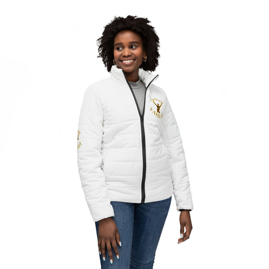 All Praise The Most High Yahuah 01-01 Ladies Designer Puffer Jacket, White