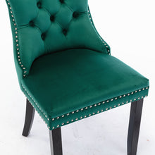 Cargar imagen en el visor de la galería, High-end Tufted Solid Wood Contemporary Velvet Upholstered Dining Chair with Wood Legs Nailhead Trim 2-Pcs Set, Green
