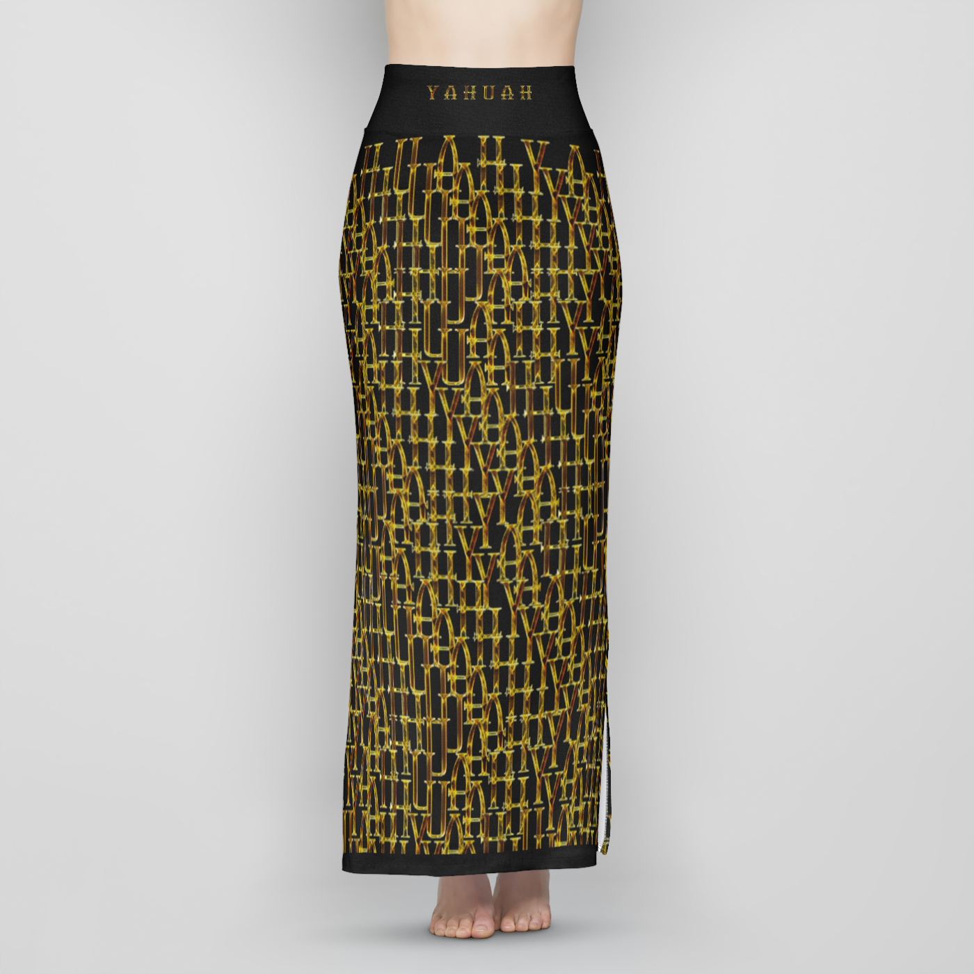 Camo Yahuah 02-01 Designer High Waist Side Split Maxi Skirt