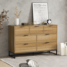 Load image into Gallery viewer, Modern 7 Drawer Wood Dresser, Walnut Color
