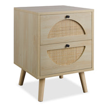 Charger l&#39;image dans la galerie, Set of 2 Nightstand End Tables with Rattan Drawers, Natural
