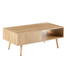 Carica l&#39;immagine nel visualizzatore di Gallery, 41.34&quot; Modern Rattan Coffee Table with Sliding Door Storage (Natural)
