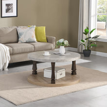 Charger l&#39;image dans la galerie, Mid-Century 2-Tier Round Coffee Table with Storage Shelf, Grey
