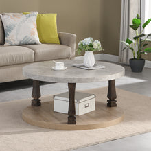 Charger l&#39;image dans la galerie, Mid-Century 2-Tier Round Coffee Table with Storage Shelf, Grey
