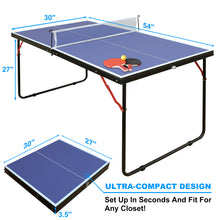 Load image into Gallery viewer, 4.5 ft Foldable &amp; Portable Ping Pong Table Set

