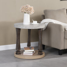 Cargar imagen en el visor de la galería, Mid-Century 2-Tier Round End Table with Storage Shelf, Antique Grey
