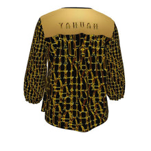 Cargar imagen en el visor de la galería, Camo Yahuah 02-01 Designer 3/4 Sleeve Notch Neck Tunic Blouse
