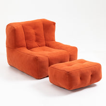 Charger l&#39;image dans la galerie, Fluffy Bean Bag Chair with Memory Foam and Ottoman
