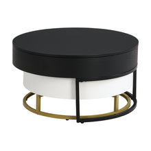 Cargar imagen en el visor de la galería, Modern Round Lift-top Nesting Coffee Tables with 2 Drawers, White &amp; Black
