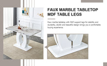 Load image into Gallery viewer, Rectangular 63 inch Faux White Marble Top Dining Table
