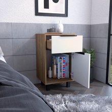 Charger l&#39;image dans la galerie, One Drawer 27&quot; Nightstand with Door, White/Pine
