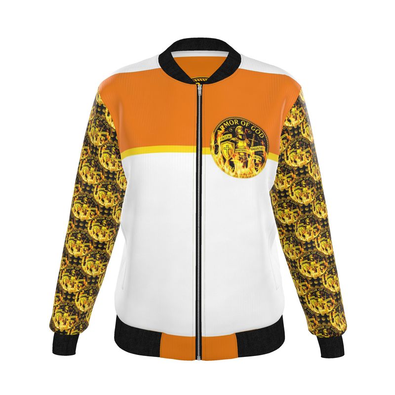 ARMOR OF GOD 01 Ladies Designer Reversible Silk Bomber Jacket
