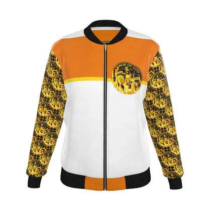 ARMOR OF GOD 01 Ladies Designer Reversible Silk Bomber Jacket