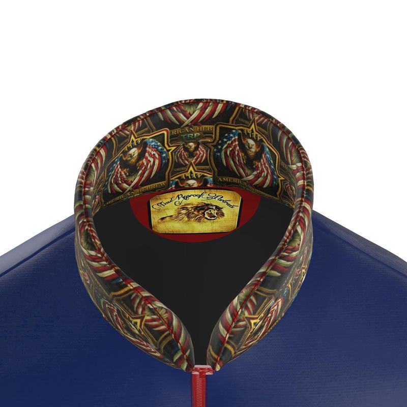 American Hebrew: Shield of the Set-Apart Men's Stand Collar Puffer Jacket